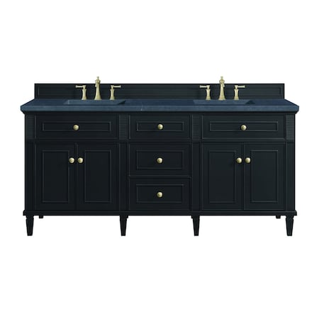 James Martin Vanities 72'' Double Vanity, Black Onyx w/ 3 CM Charcoal Soapstone Quartz Top 424-V72-BKO-3CSP